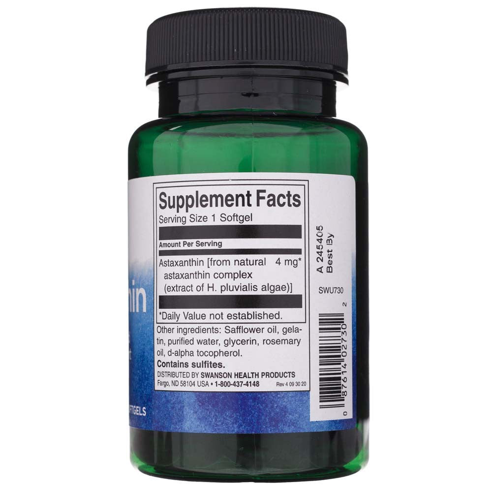 SWANSON astaksantīns 4 mg – 60 kapsulas