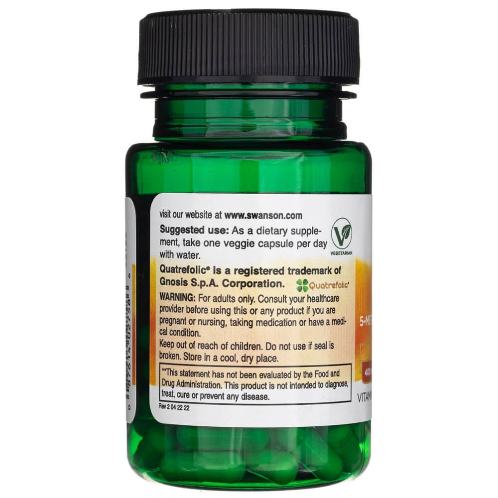 SWANSON folāts (5-metiltetrahidrofolskābe) 680 mcg – 30 kapsulas