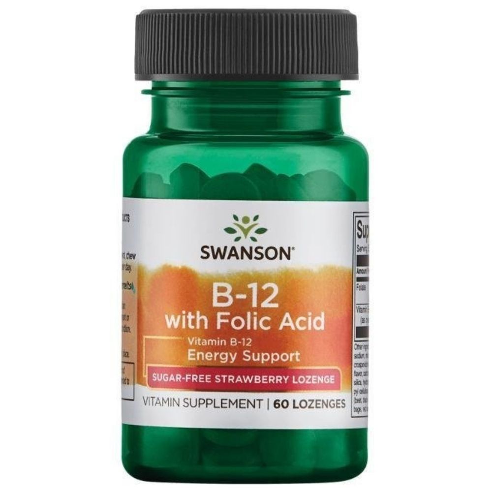 SWANSON B12 vitamīns 500 mkg, ar zemeņu garšu – 60 pastilas